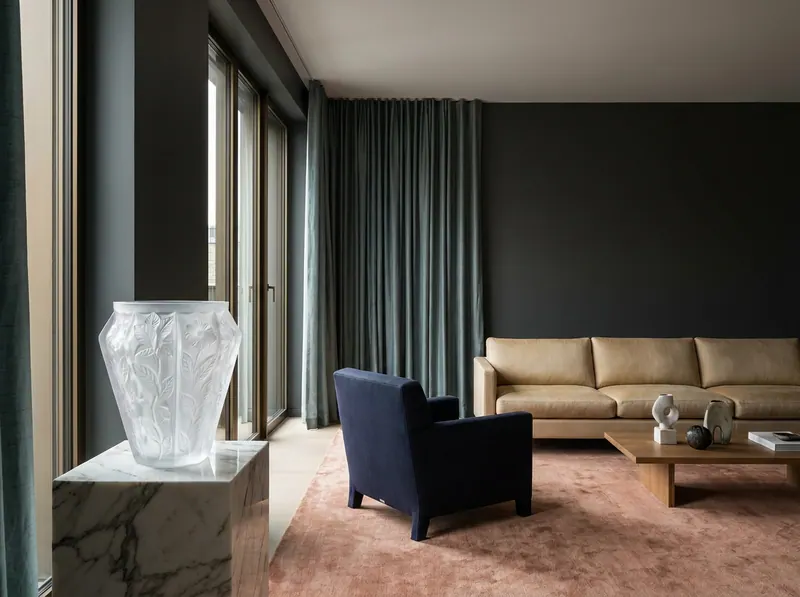Ultra-luxury interior with Lalique crystal vase — quiet luxury and the biology of restraint by Beverly Hills Luxury Interiors